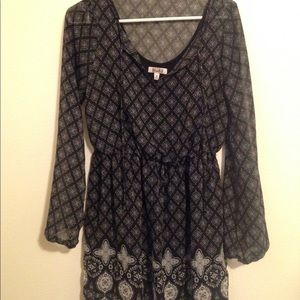 Patterned Peasant Dress